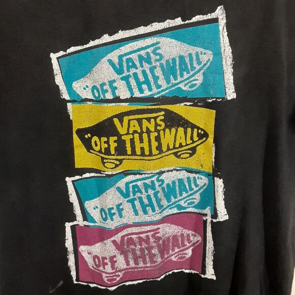 Vans Off The Wall Mens Small Black Short Sleeve Thrashed T Shirt Skate Tee - Picture 1 of 7